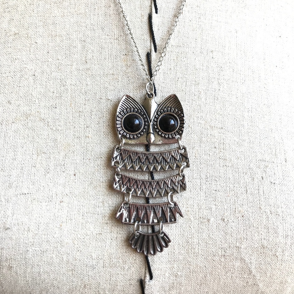 Boho fashion owl pendant necklace, 12" drop, NWT!